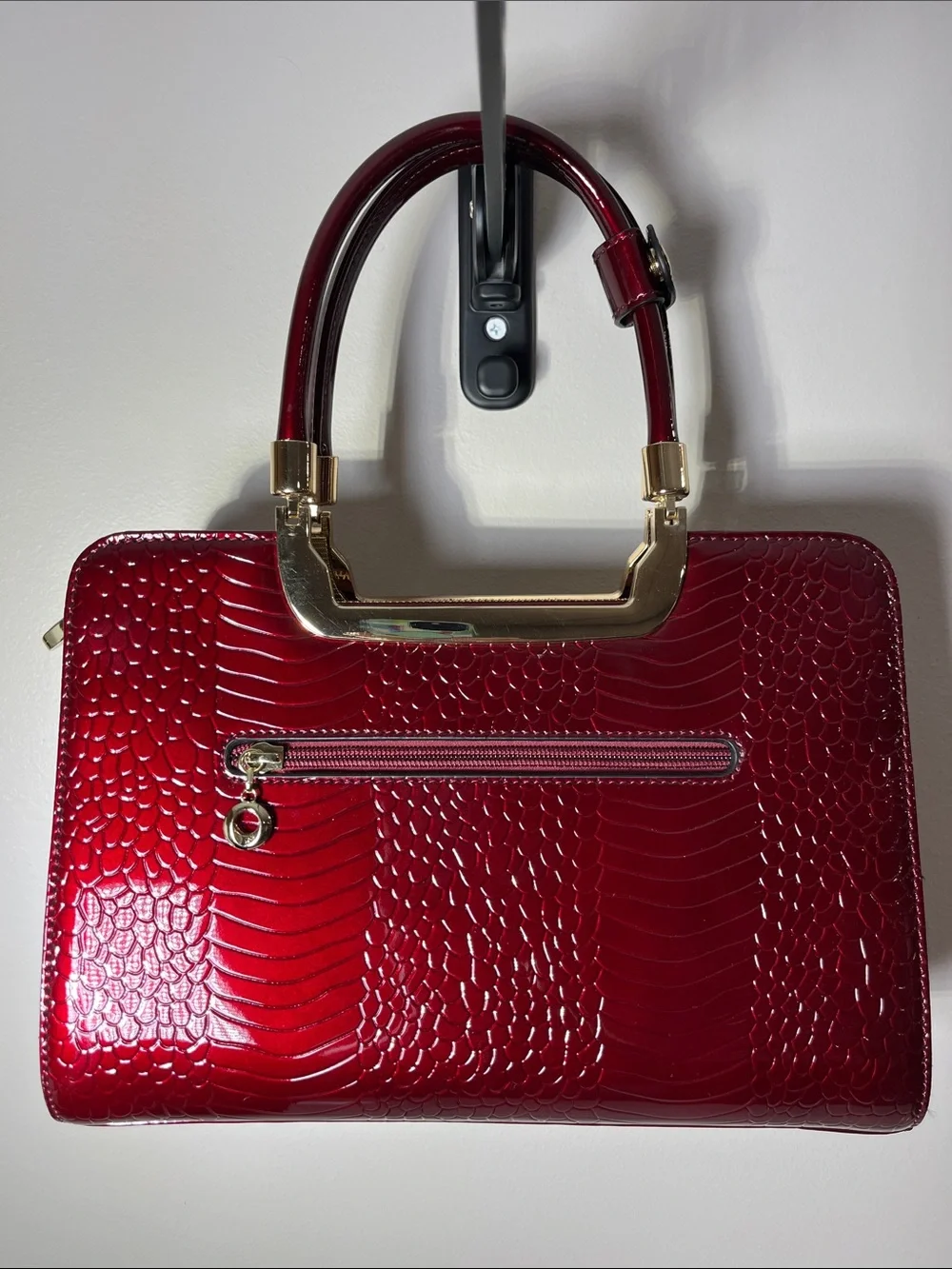 NWOT Red Leather Croc-Texture Bag